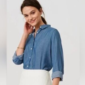 LOFT Softened Denim Blouse